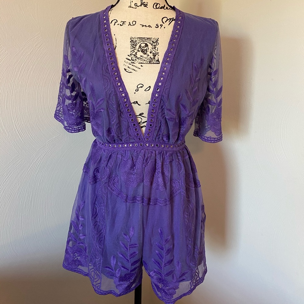 Vintage Lace Amethyst Romper